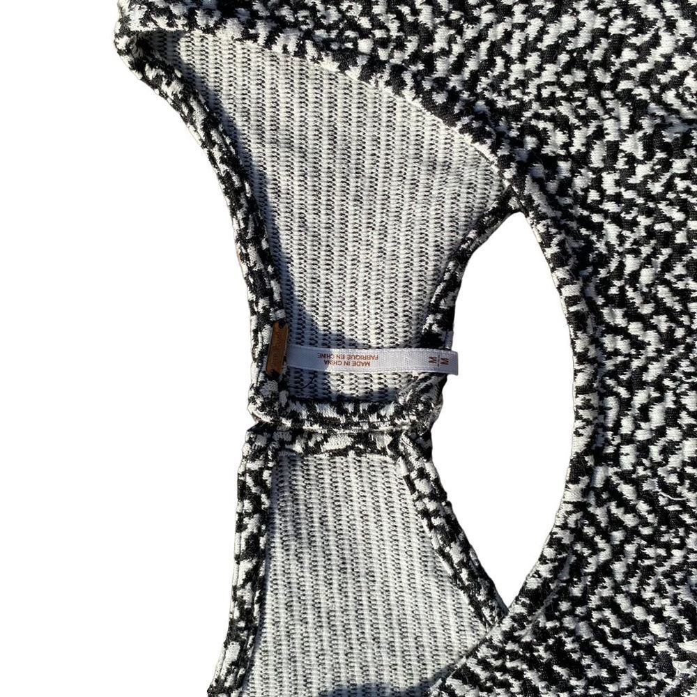Free People Women's Fit & Flare Short Dress in Black and White Pattern - Picture 3 of 12